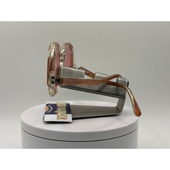 Vintage Oversize Sunglasses NOS Drop Temple Rose Lens Pink & Clear Frame 70s-80s - Picture 9 of 9